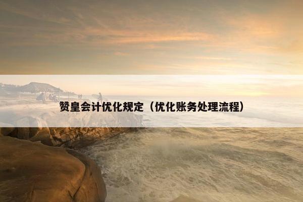 赞皇会计优化规定（优化账务处理流程）