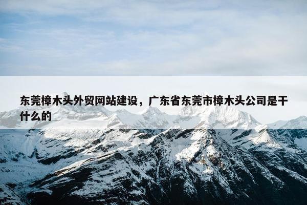 东莞樟木头外贸网站建设，广东省东莞市樟木头公司是干什么的