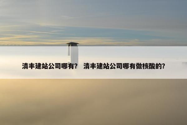 清丰建站公司哪有？ 清丰建站公司哪有做核酸的？