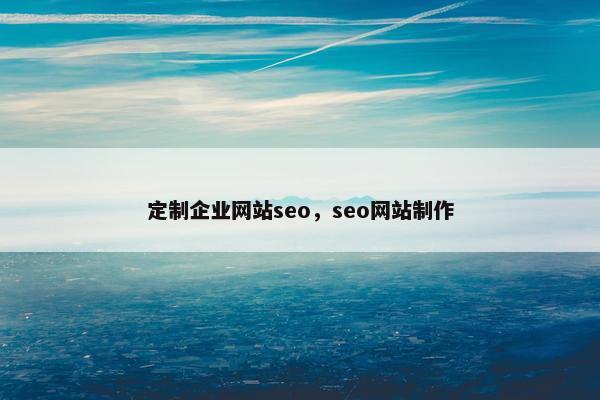 定制企业网站seo，seo网站制作