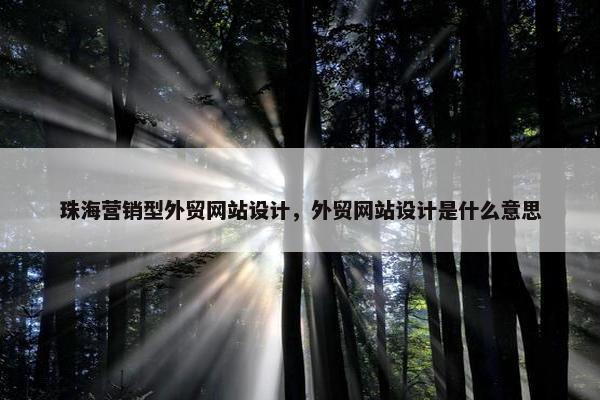 珠海营销型外贸网站设计，外贸网站设计是什么意思