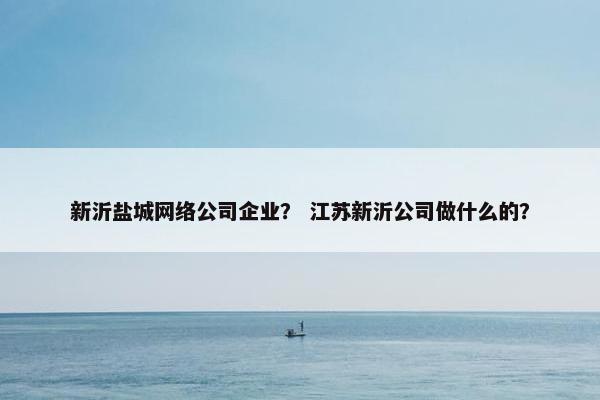 新沂盐城网络公司企业？ 江苏新沂公司做什么的？