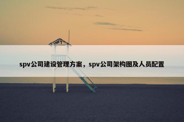 spv公司建设管理方案，spv公司架构图及人员配置