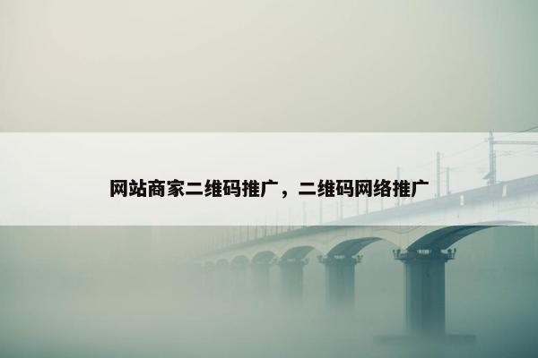网站商家二维码推广，二维码网络推广