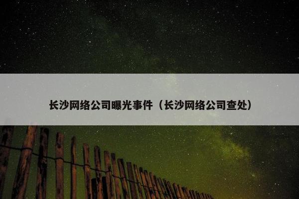 长沙网络公司曝光事件（长沙网络公司查处）