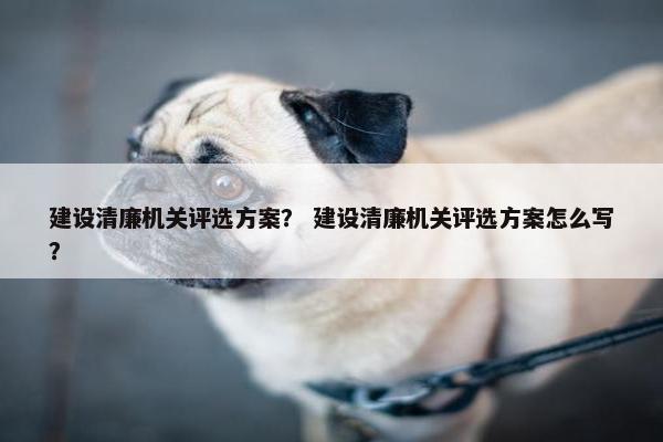 建设清廉机关评选方案？ 建设清廉机关评选方案怎么写？