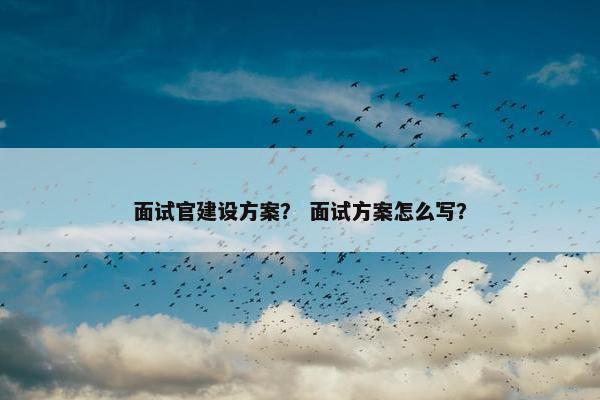 面试官建设方案？ 面试方案怎么写？